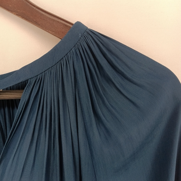 Ramy Brook Paris Poet Blouse Teal Boho Peasant Long Sleeve Top XS Made In USA - Picture 4 of 16